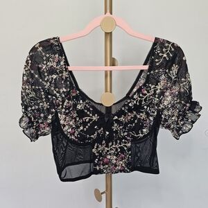 Floral Black Mesh Bustier‎